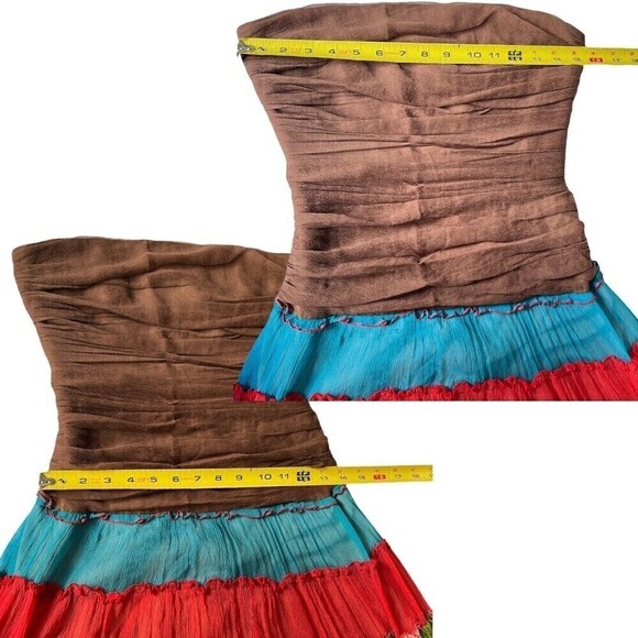 BCBGMAXAZRIA Hobo Silk Maxi Floral Multi-layer Patchwork Crinkle Dress Size 4‎ - Picture 12 of 13